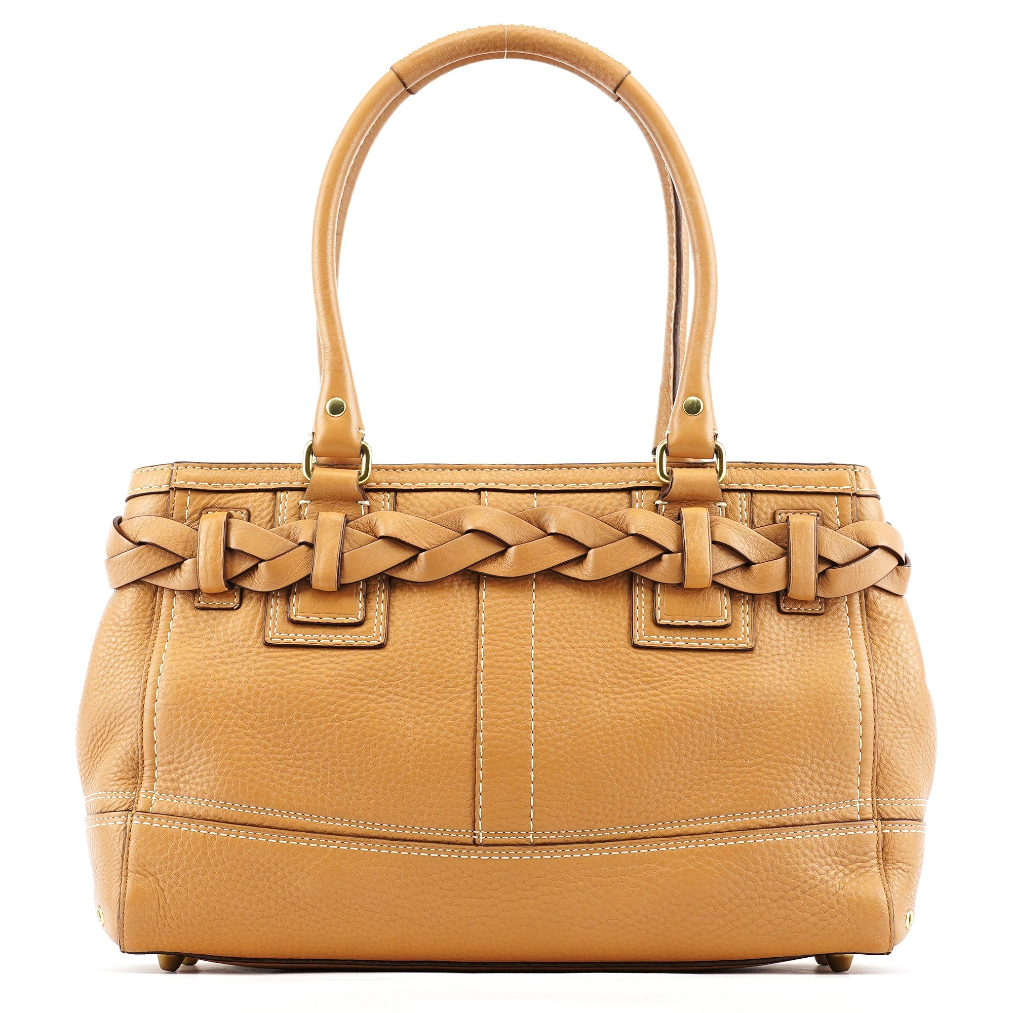 10528 Beige Leather Hamptons Tote Bag