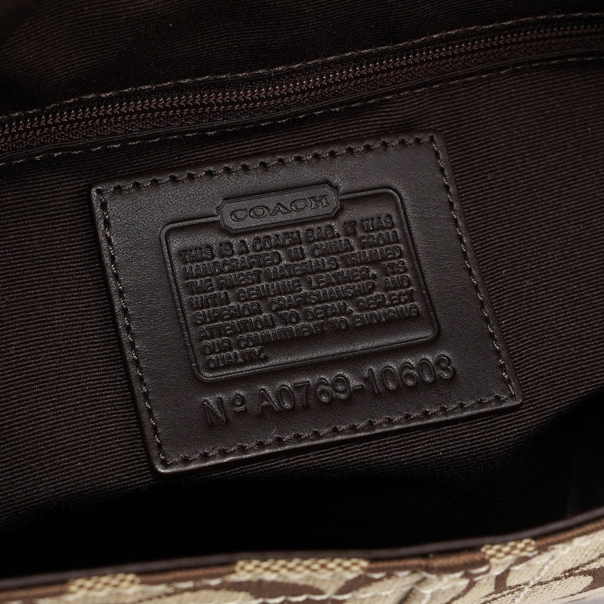 10603 Beige Brown Signature C Soho Shoulder Bag