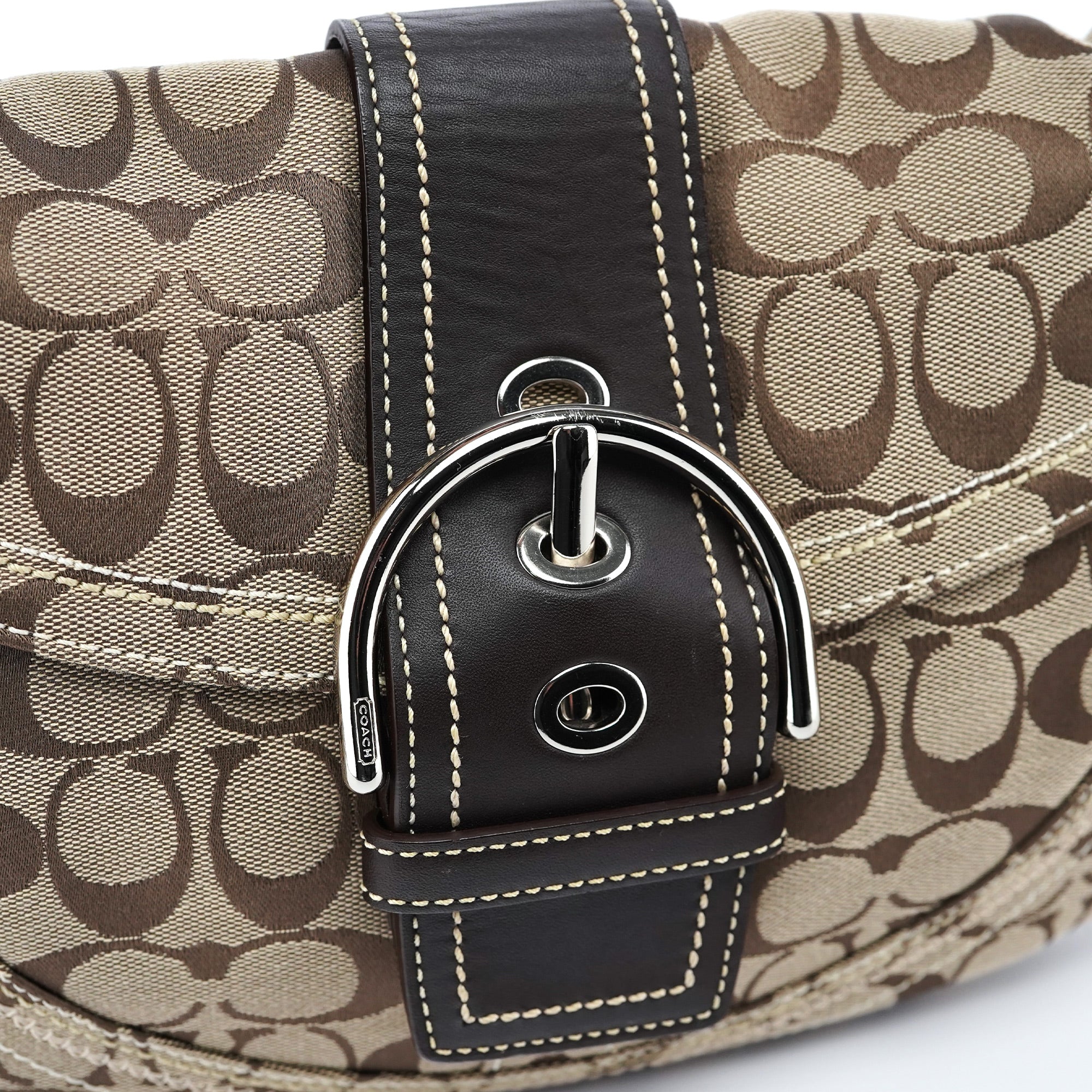 10603 Beige Brown Signature C Soho Shoulder Bag