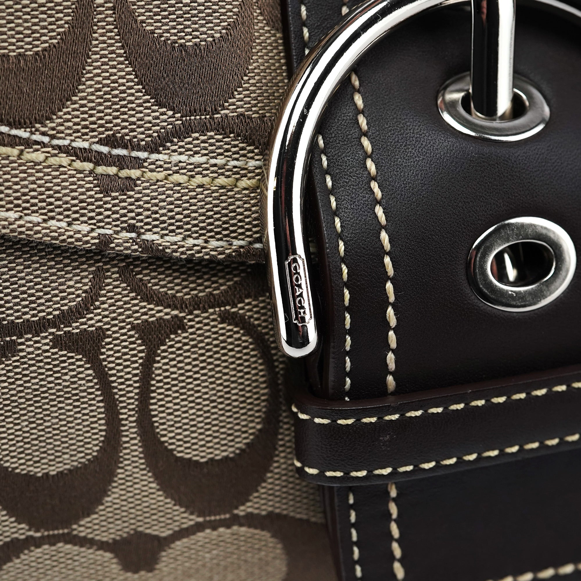 10603 Beige Brown Signature C Soho Shoulder Bag