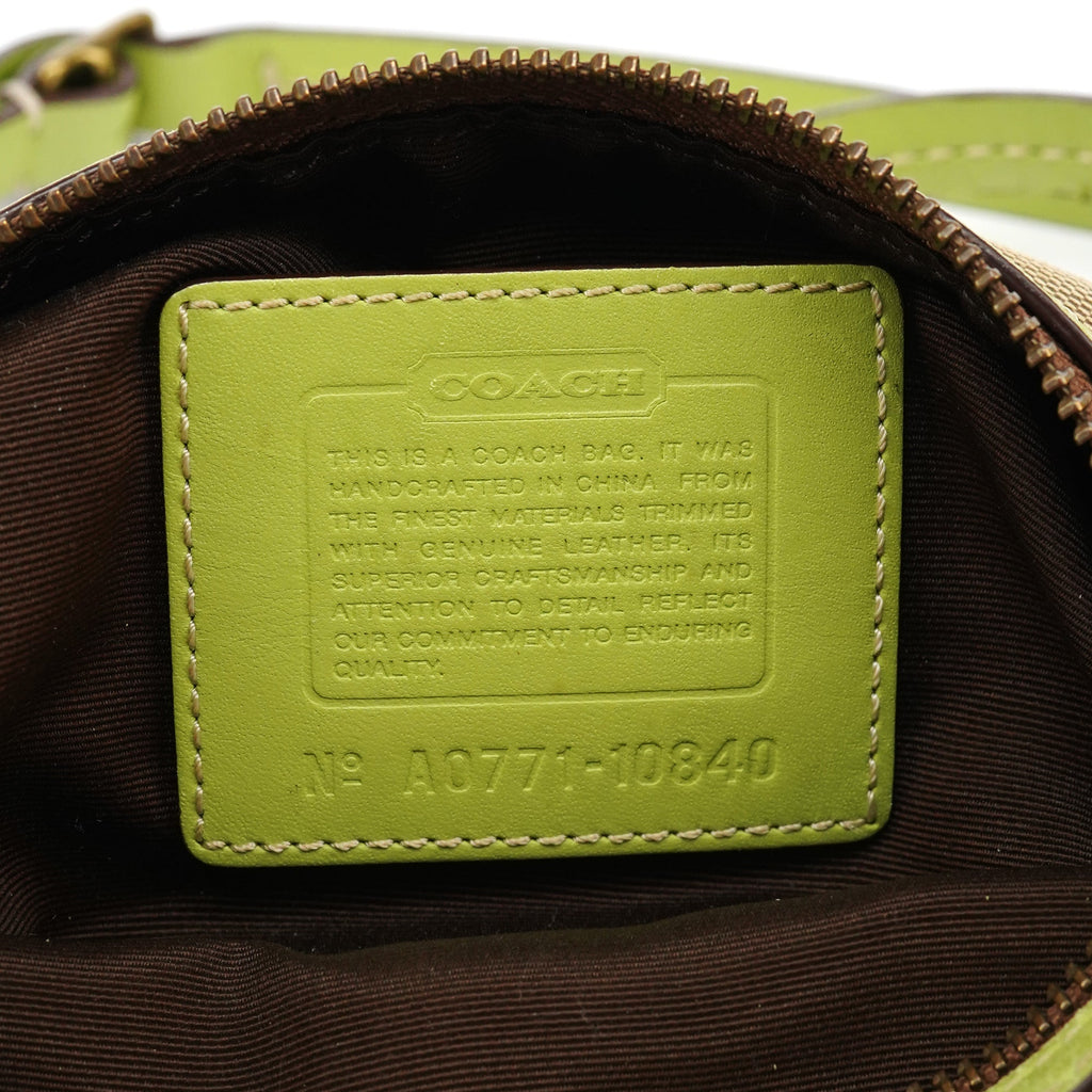 10840 Beige Green Signature 2-Way Bag