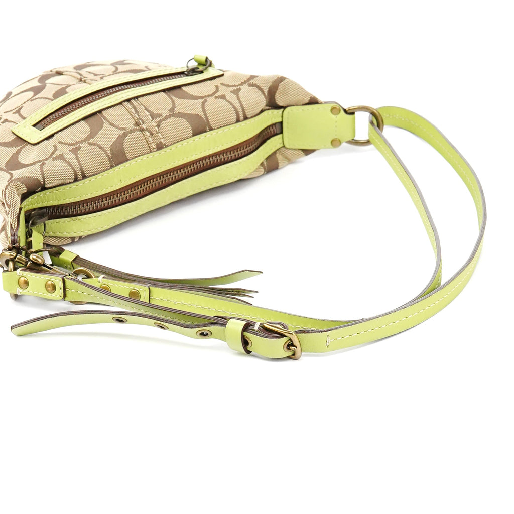 10840 Beige Green Signature 2-Way Bag