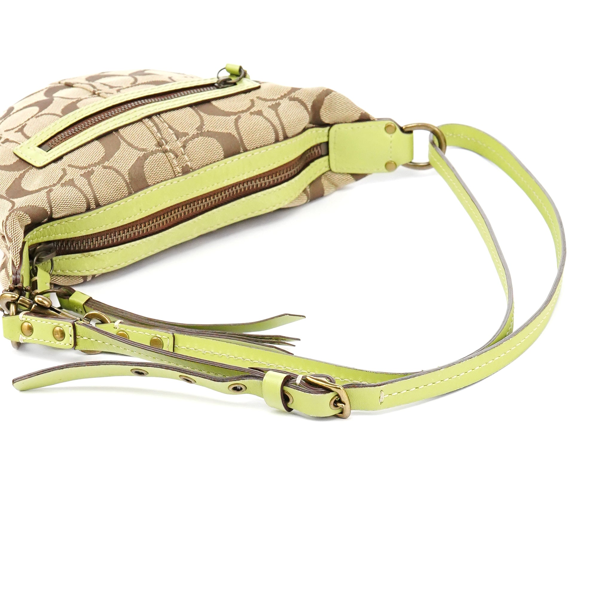 10840 Beige Green Signature 2-Way Bag