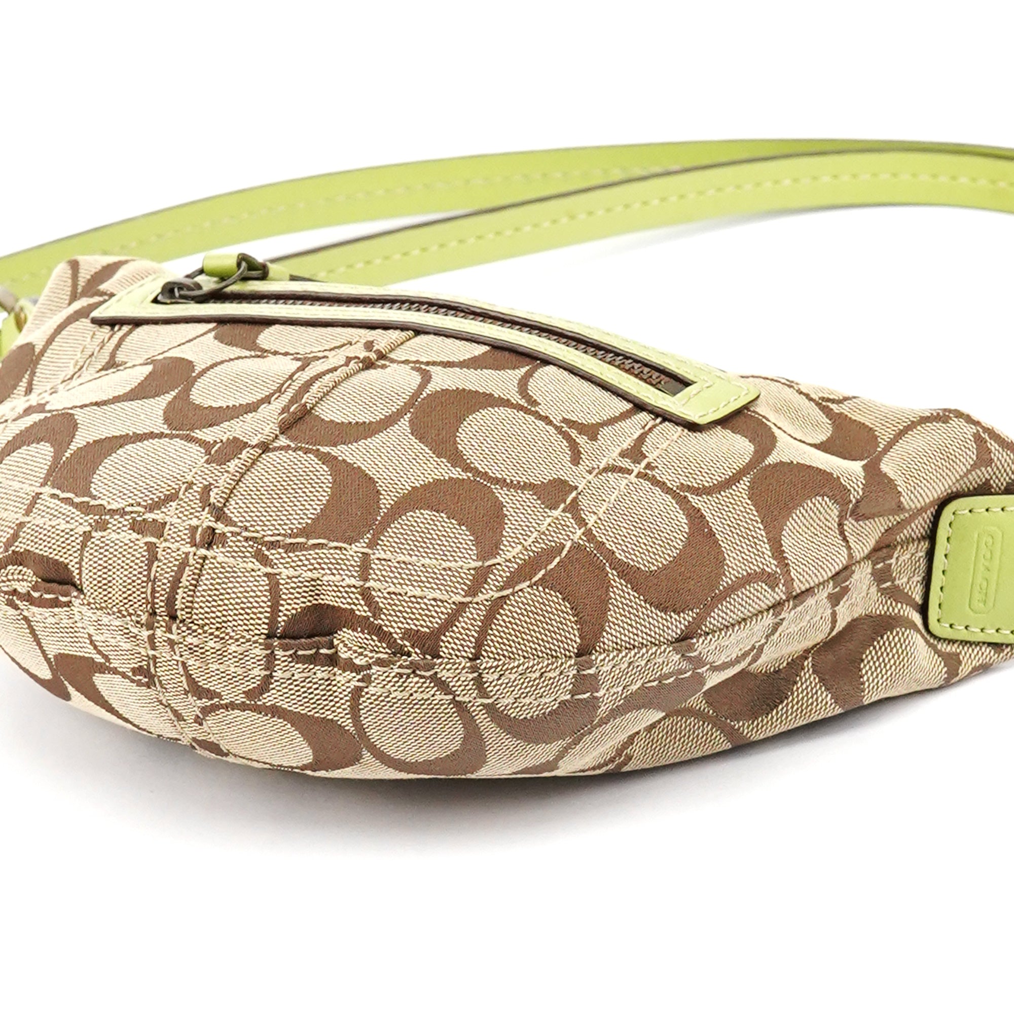 10840 Beige Green Signature 2-Way Bag