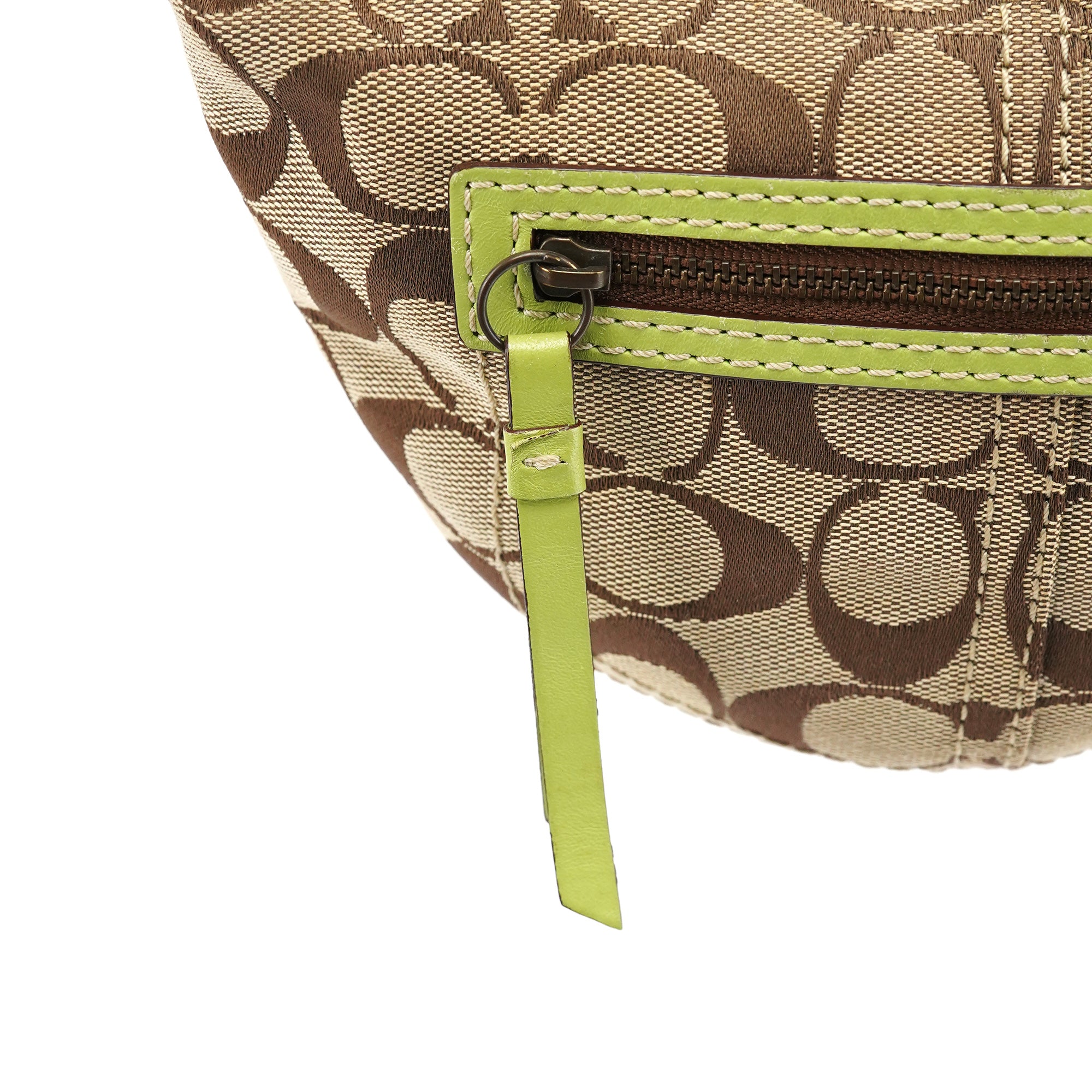 10840 Beige Green Signature 2-Way Bag