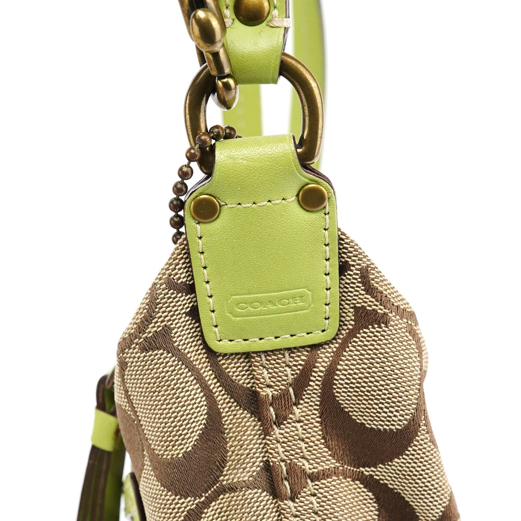 10840 Beige Green Signature 2-Way Bag
