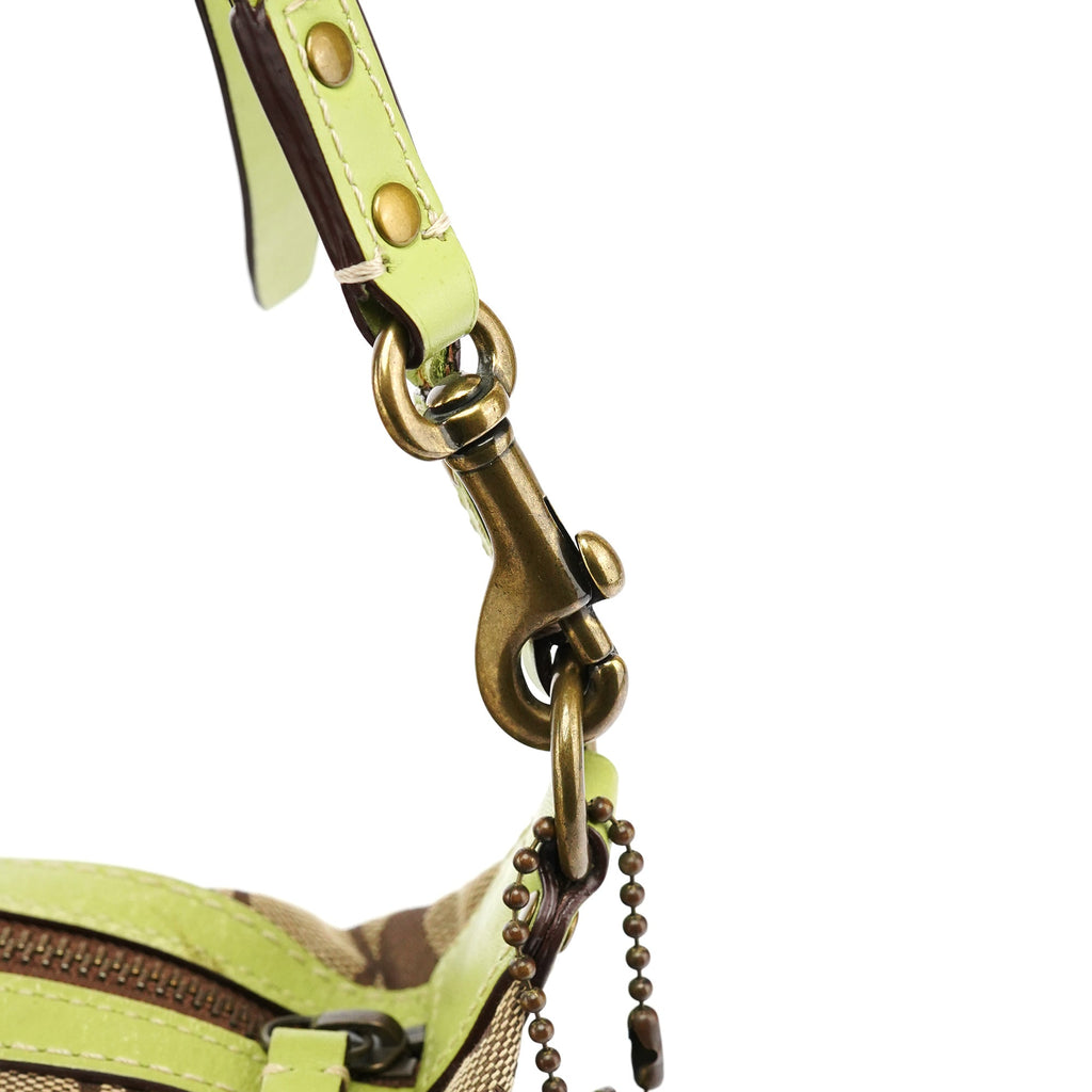 10840 Beige Green Signature 2-Way Bag