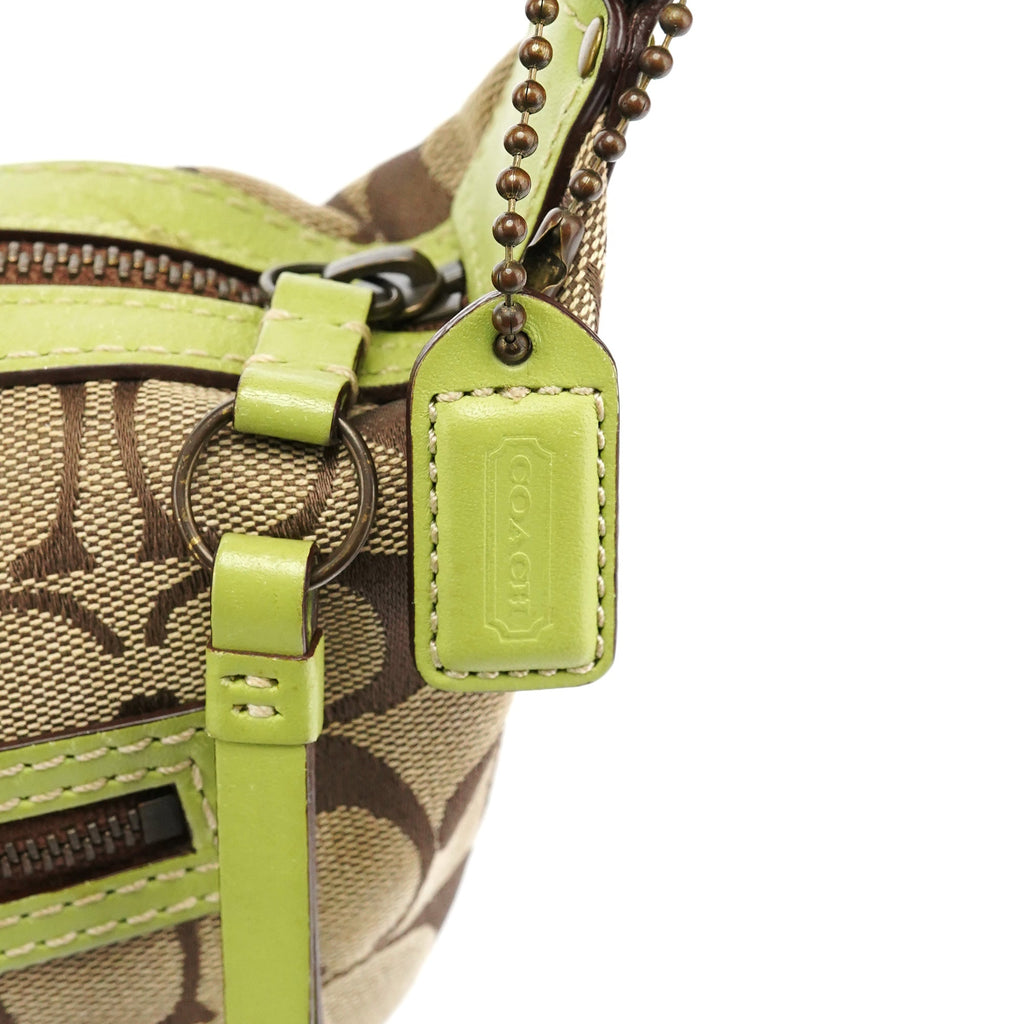 10840 Beige Green Signature 2-Way Bag