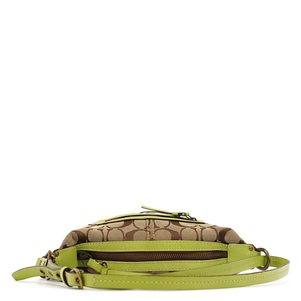 10840 Beige Green Signature 2-Way Bag