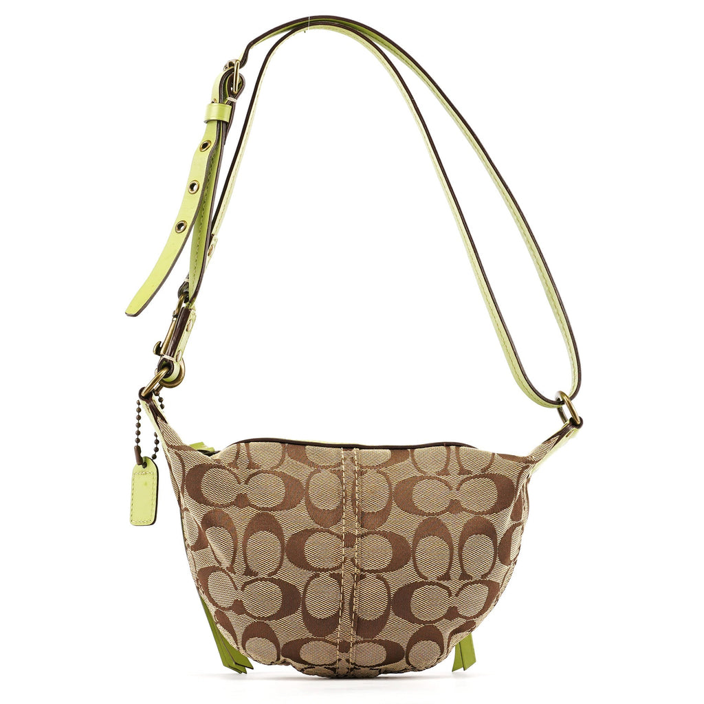 10840 Beige Green Signature 2-Way Bag