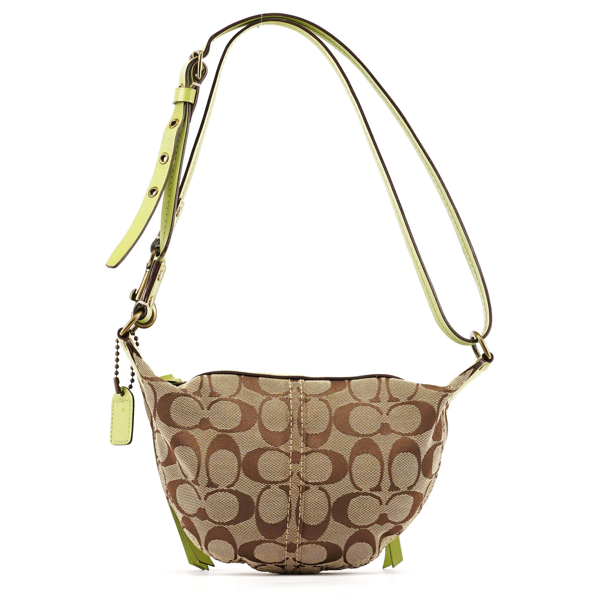 10840 Beige Green Signature 2-Way Bag