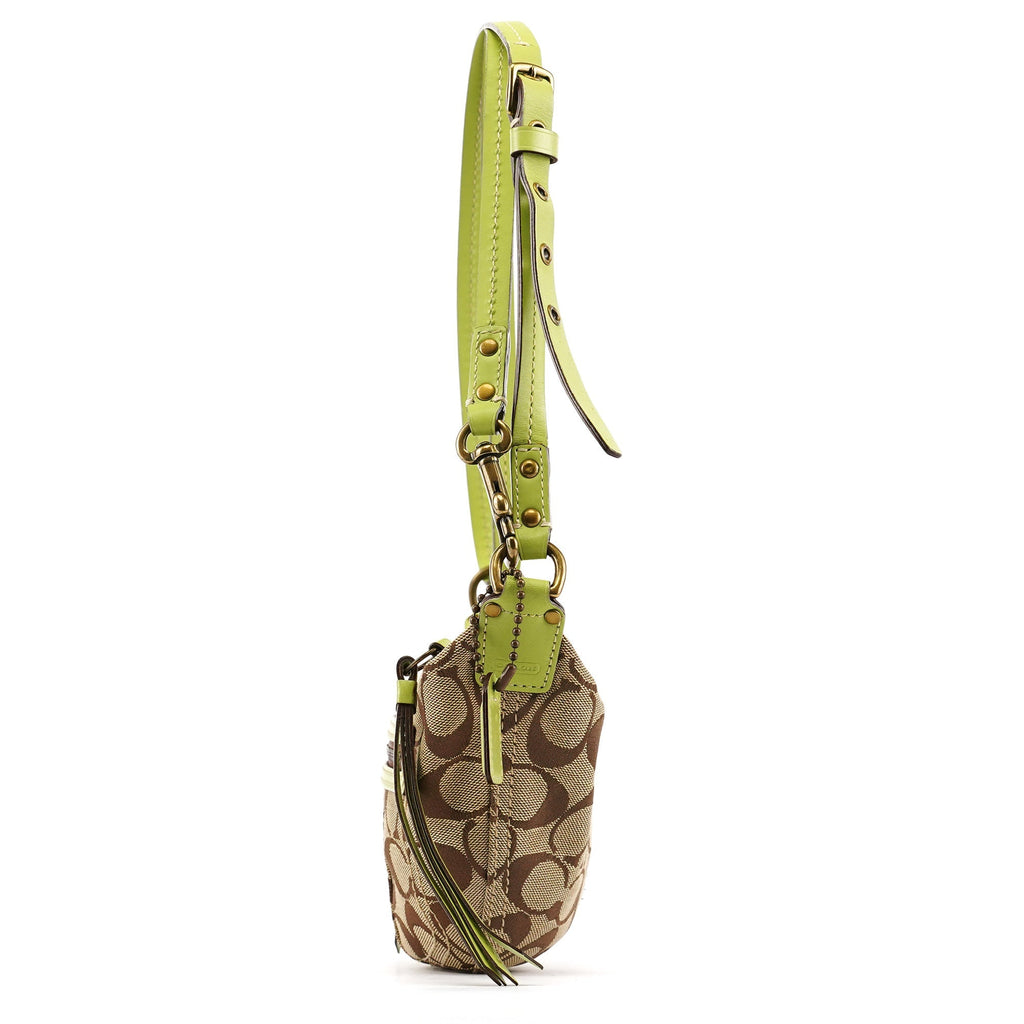 10840 Beige Green Signature 2-Way Bag