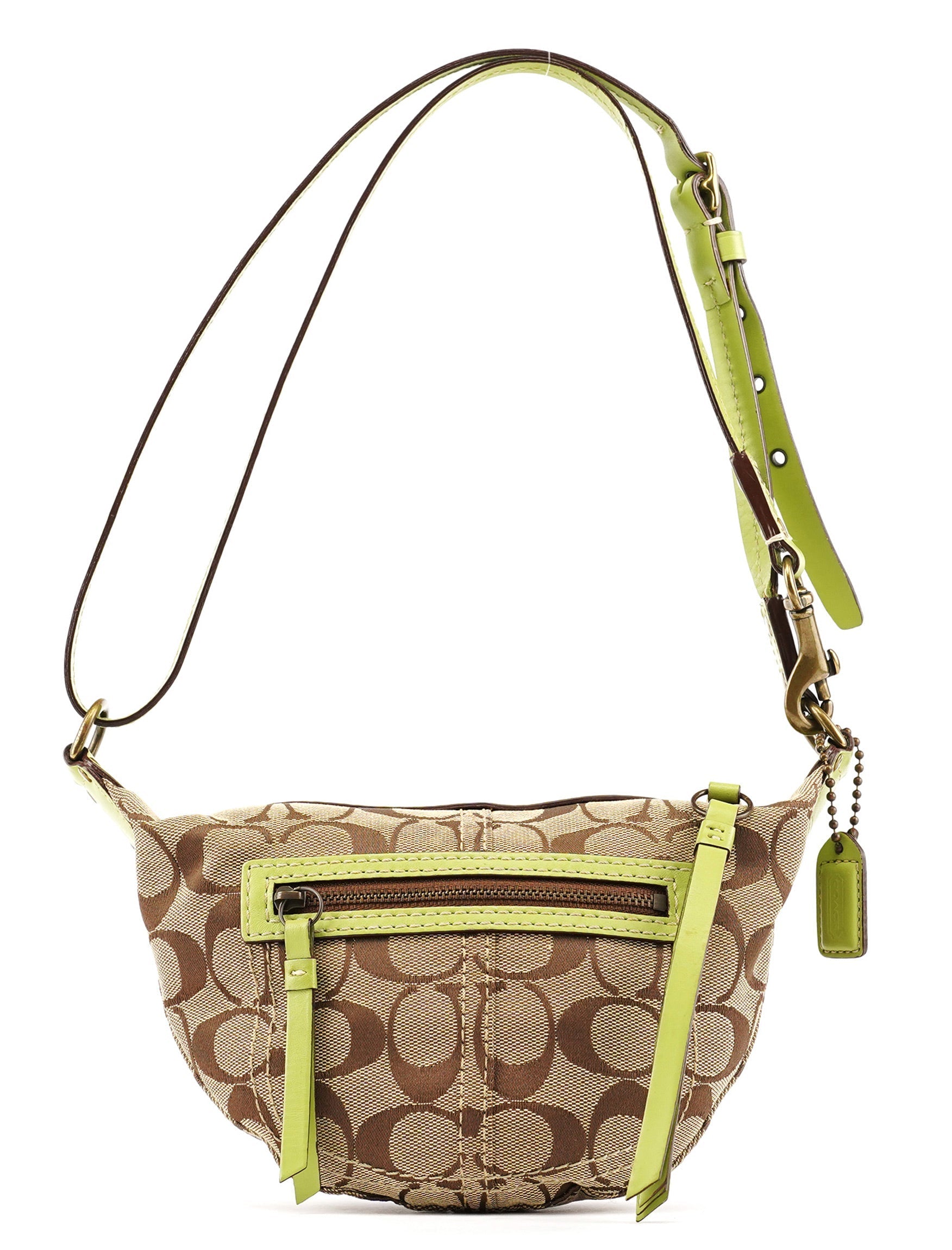 10840 Beige Green Signature 2-Way Bag