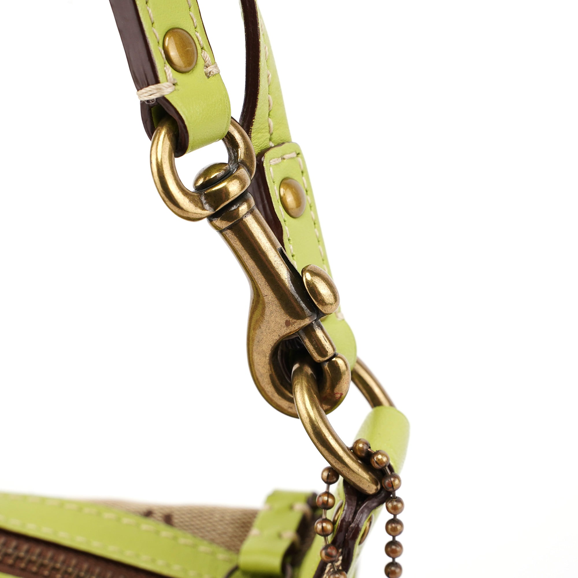 10840 Beige Green Signature C Mini Swing Bag