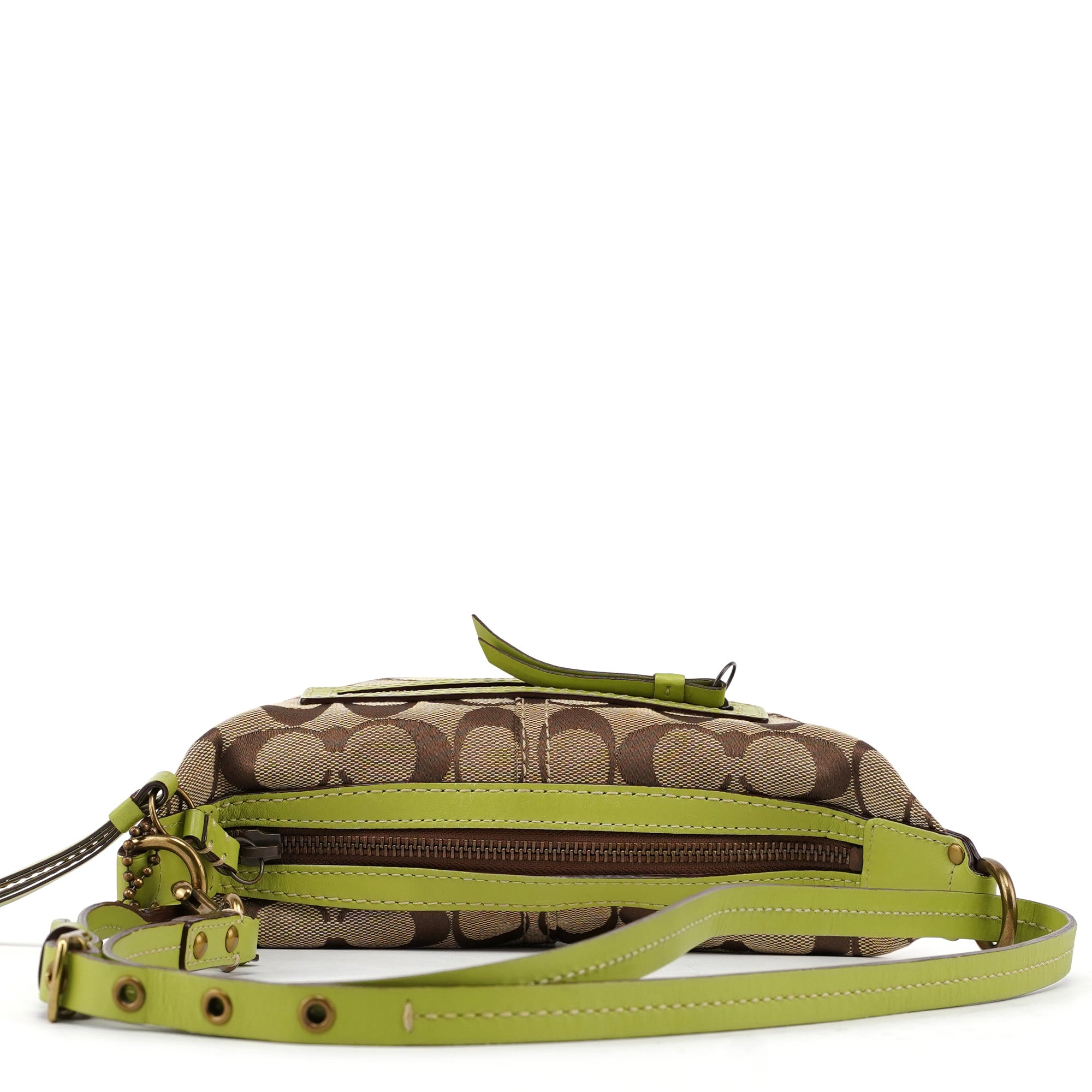 10840 Beige Green Signature C Mini Swing Bag