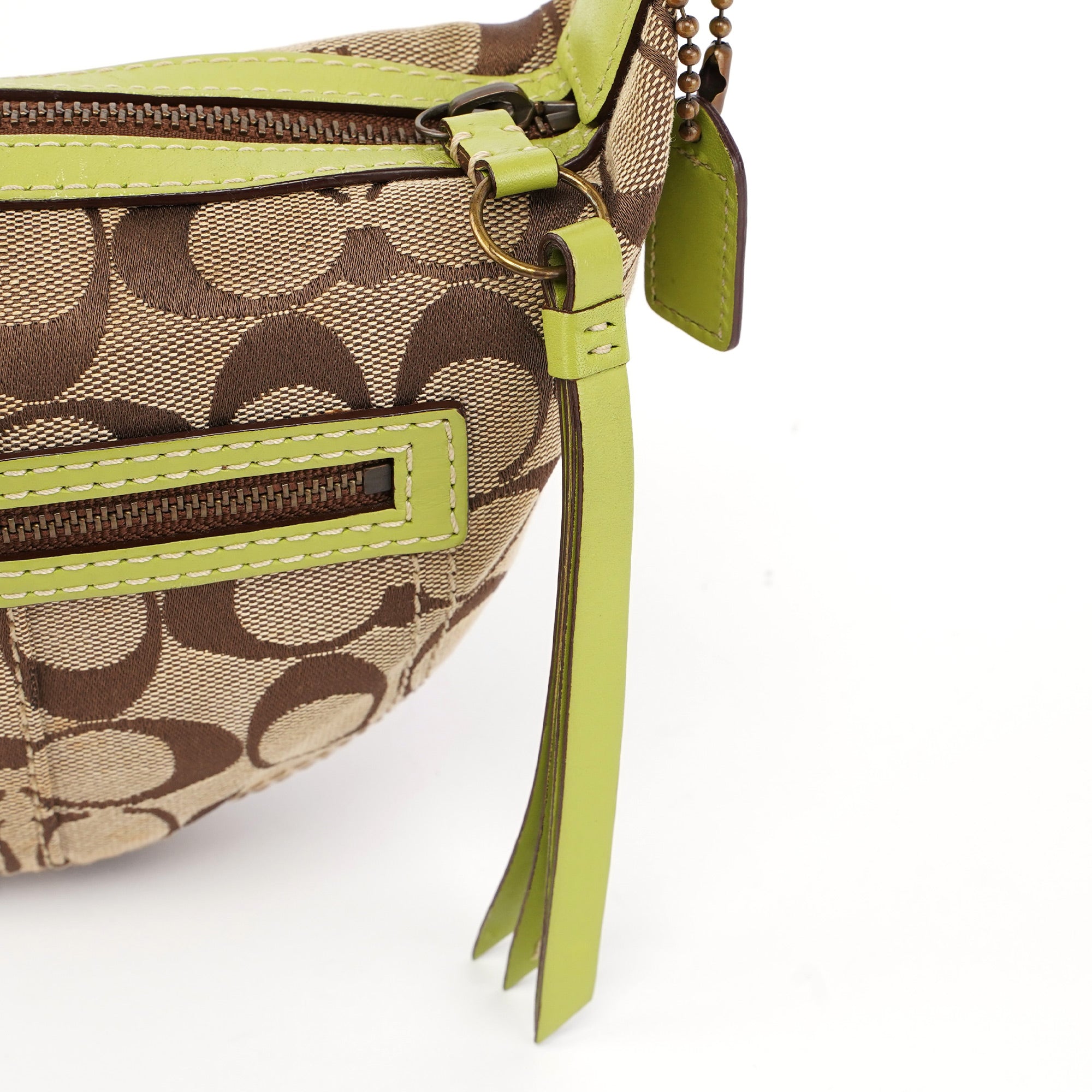 10840 Beige Green Signature C Mini Swing Bag
