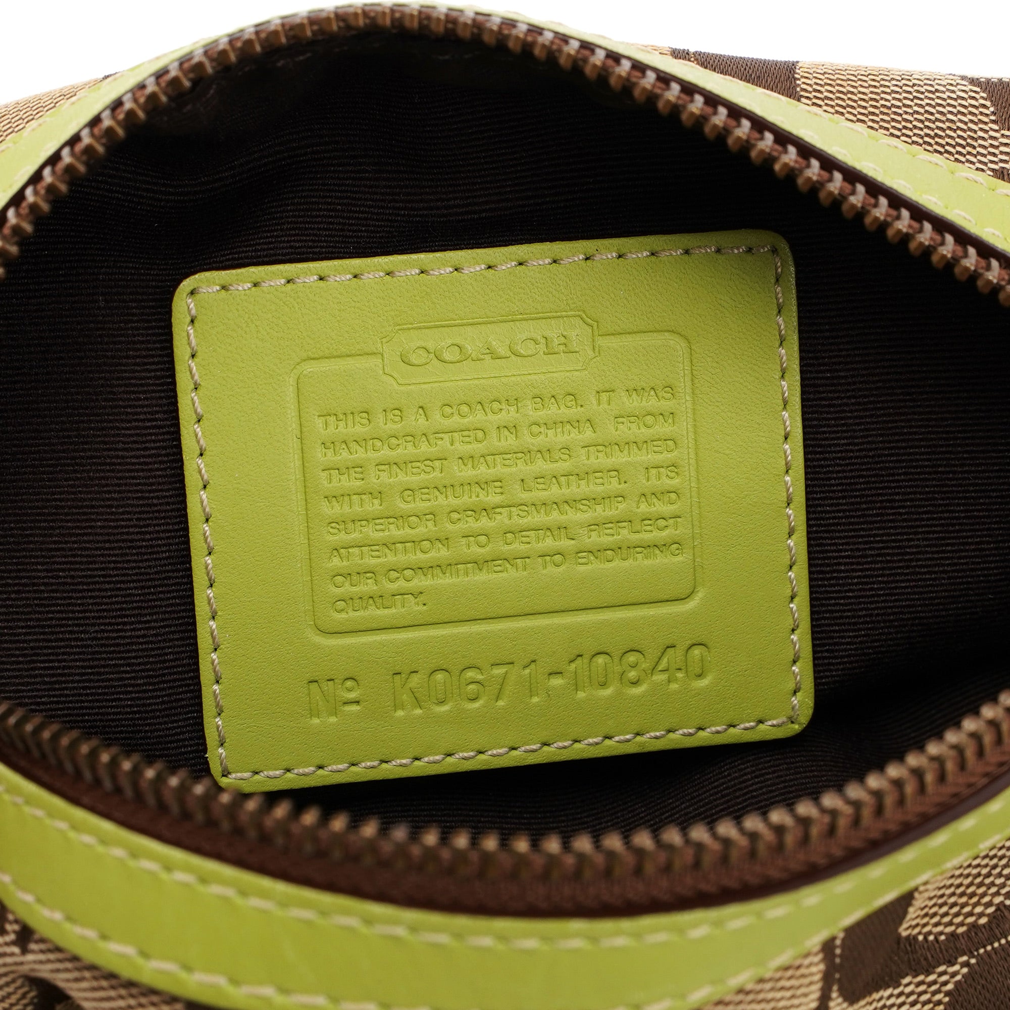 10840 Beige Green Signature C Mini Swing Bag