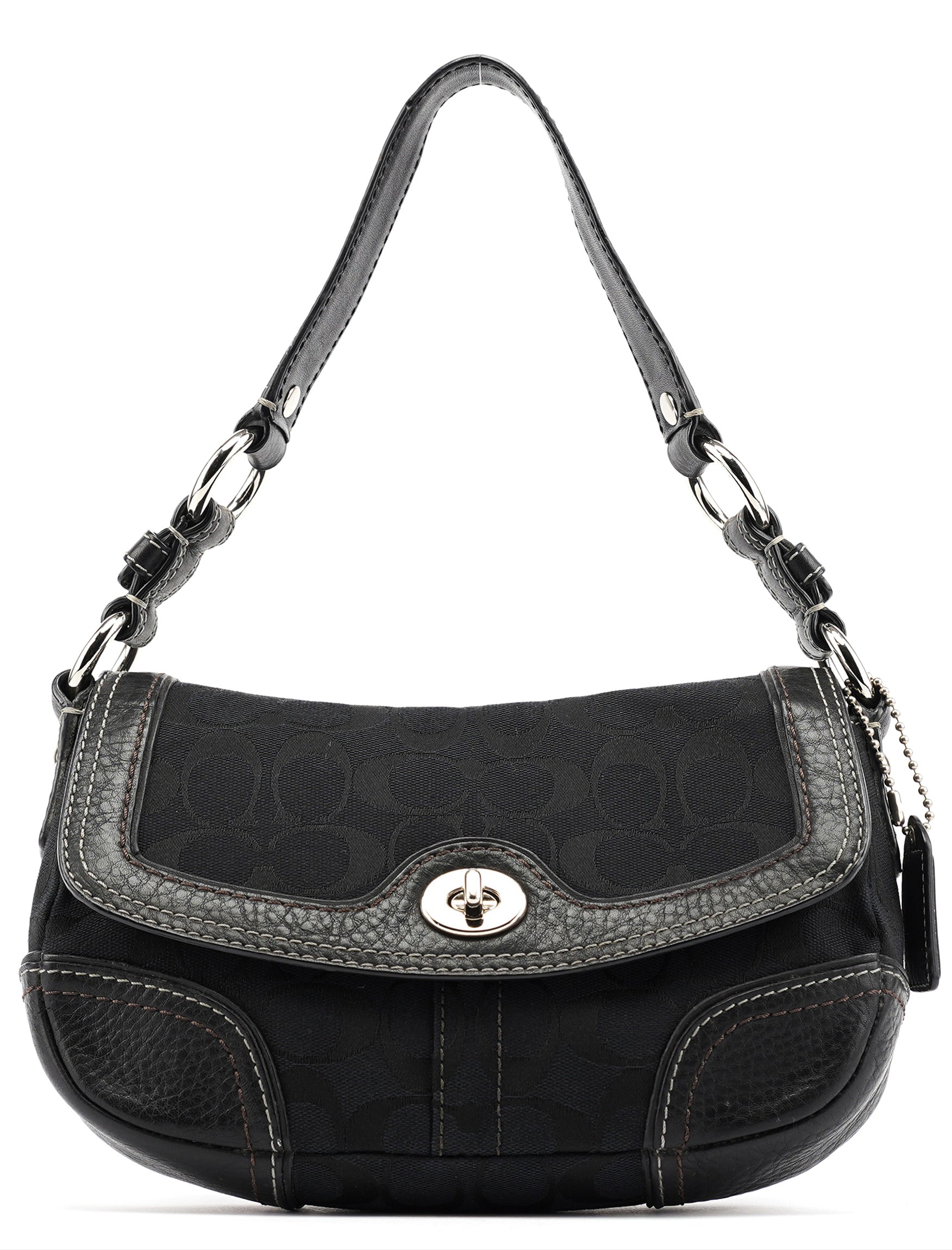 10983 Black Turnlock Shoulder Bag