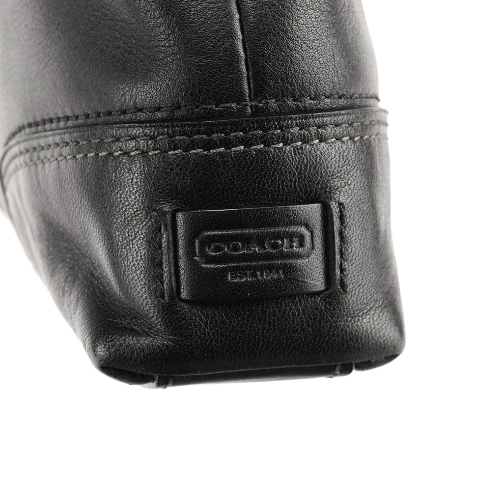11042 Black Leather Turnlock Shoulder Bag