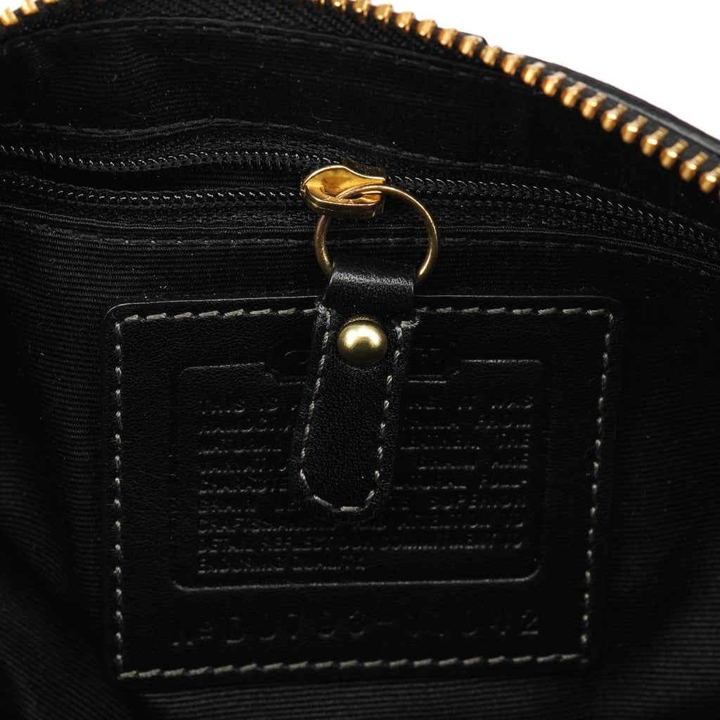 11042 Black Leather Turnlock Shoulder Bag