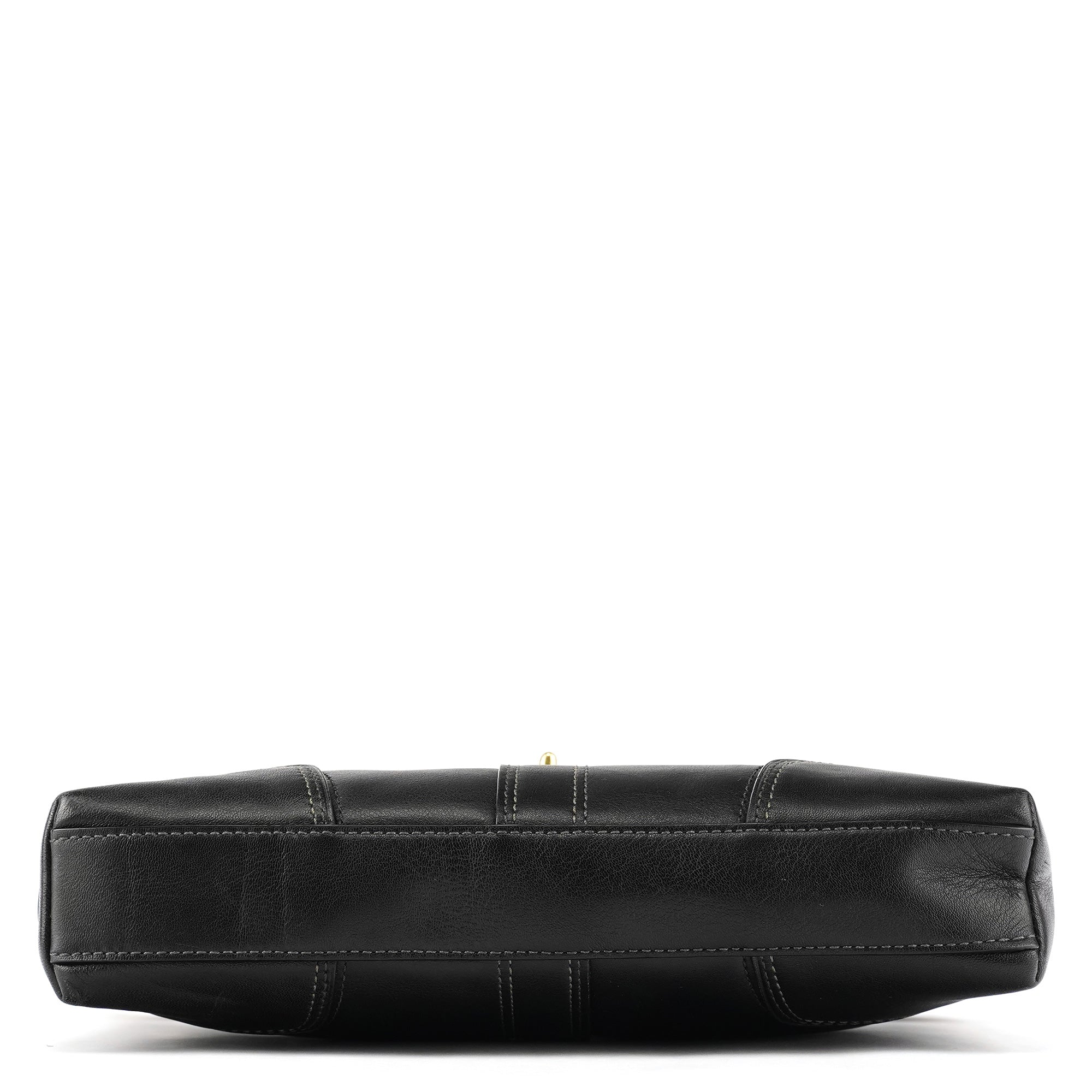 11042 Black Leather Turnlock Shoulder Bag