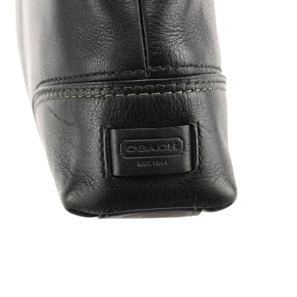 11042 Black Leather Turnlock Shoulder Bag