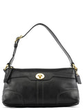 11042 Black Leather Turnlock Shoulder Bag