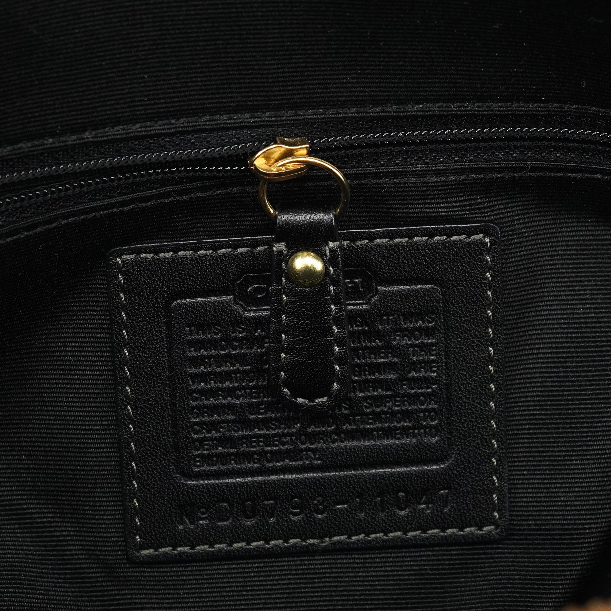 11047 Black Leather Turnlock Tote Bag