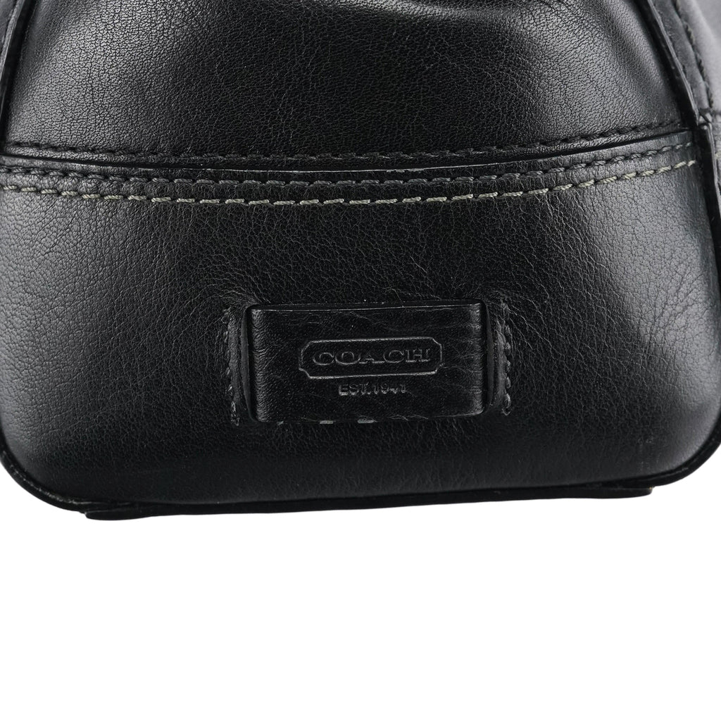 11047 Black Leather Turnlock Tote Bag