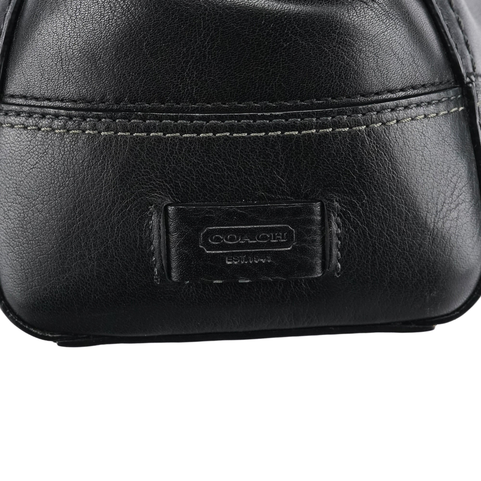 11047 Black Leather Turnlock Tote Bag