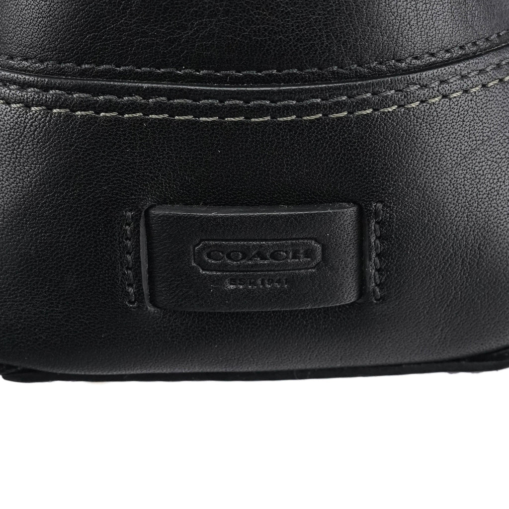 11047 Black Leather Turnlock Tote Bag