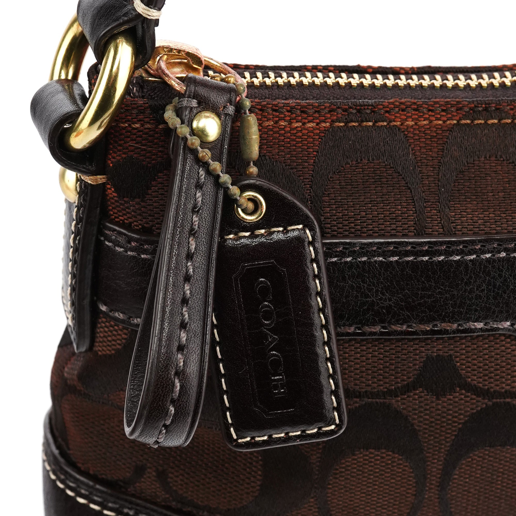 11057 Brown Signature Turnlock Shoulder Bag