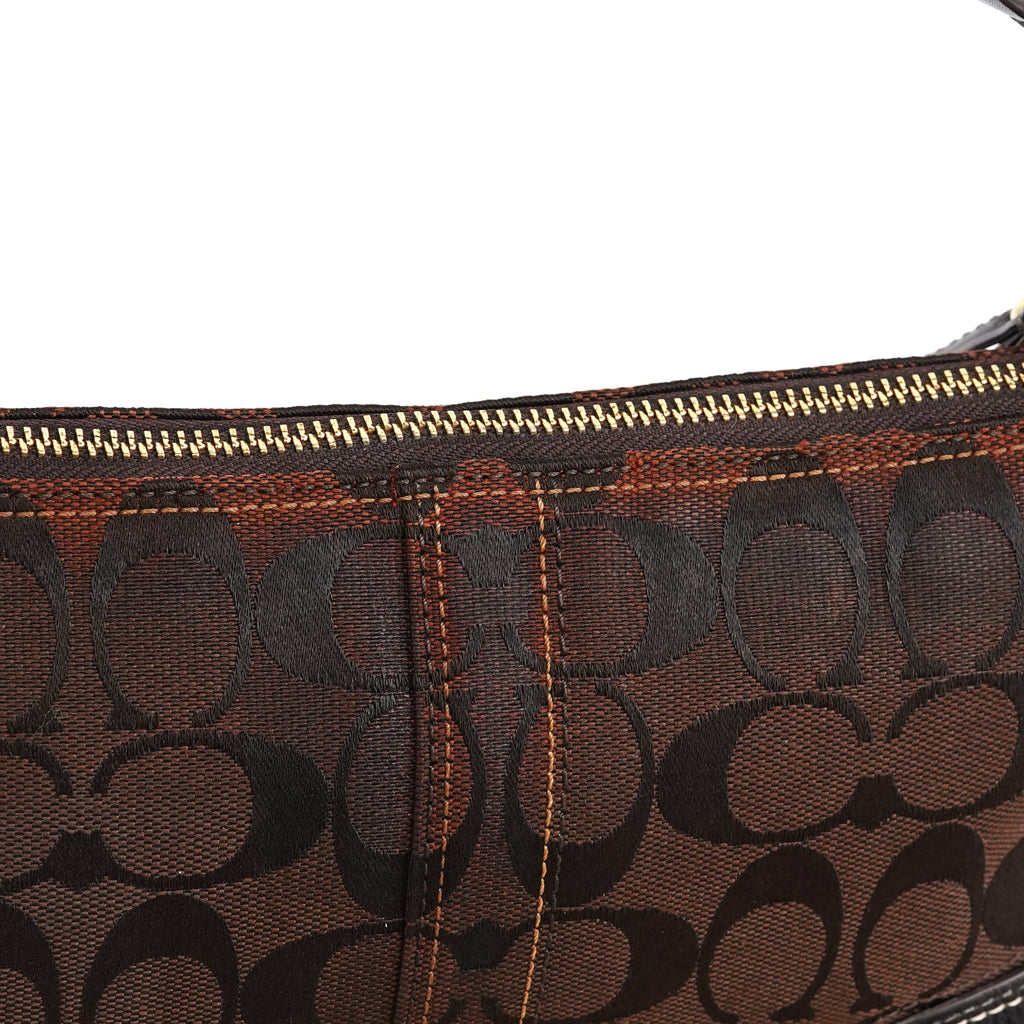 11057 Brown Signature Turnlock Shoulder Bag