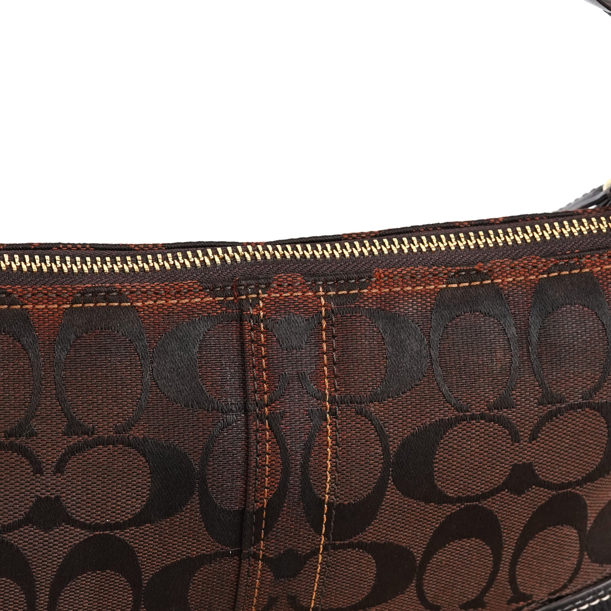 11057 Brown Signature Turnlock Shoulder Bag