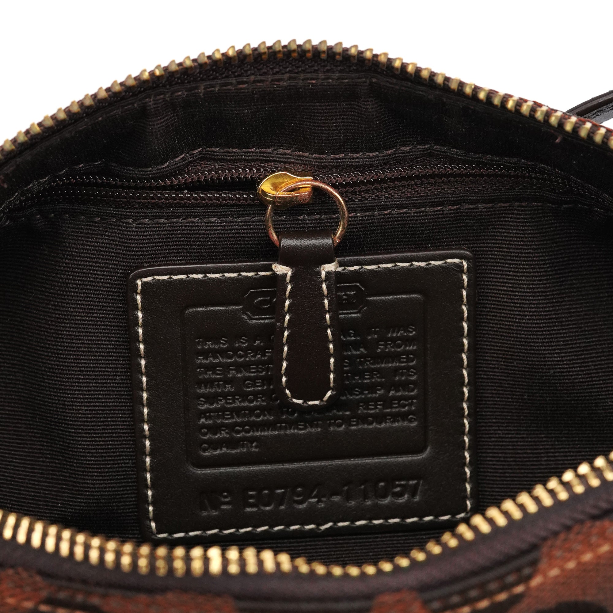 11057 Brown Signature Turnlock Shoulder Bag