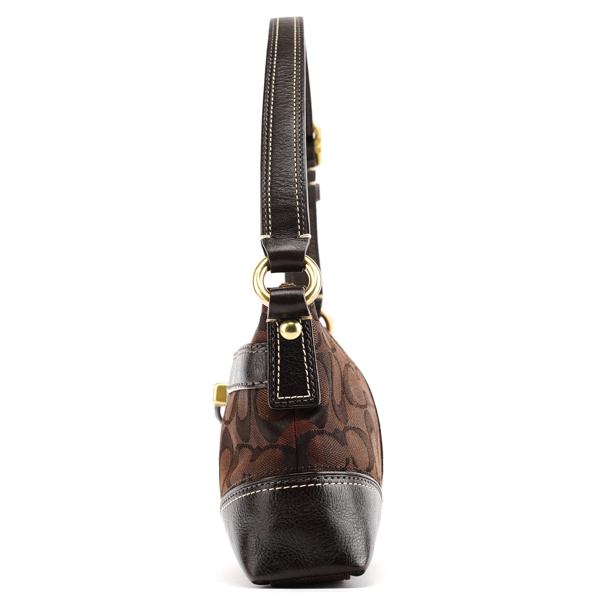 11057 Brown Signature Turnlock Shoulder Bag