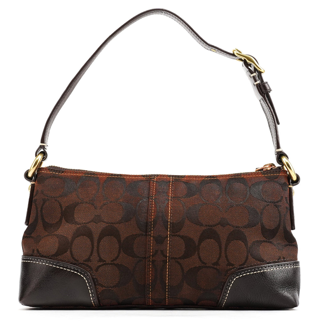 11057 Brown Signature Turnlock Shoulder Bag