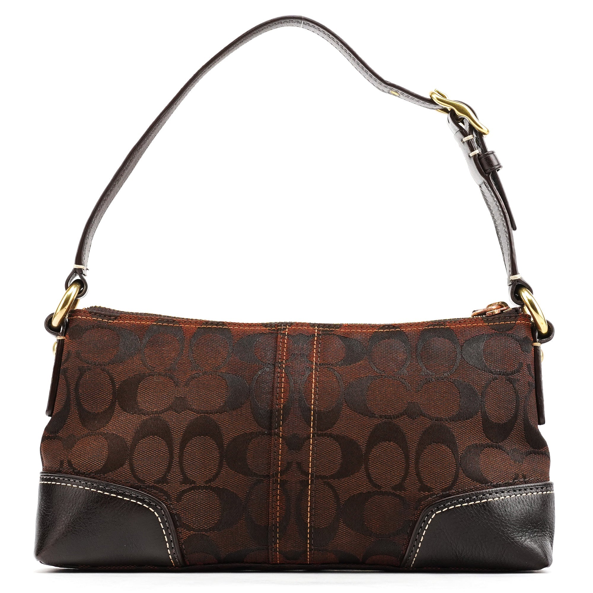 11057 Brown Signature Turnlock Shoulder Bag