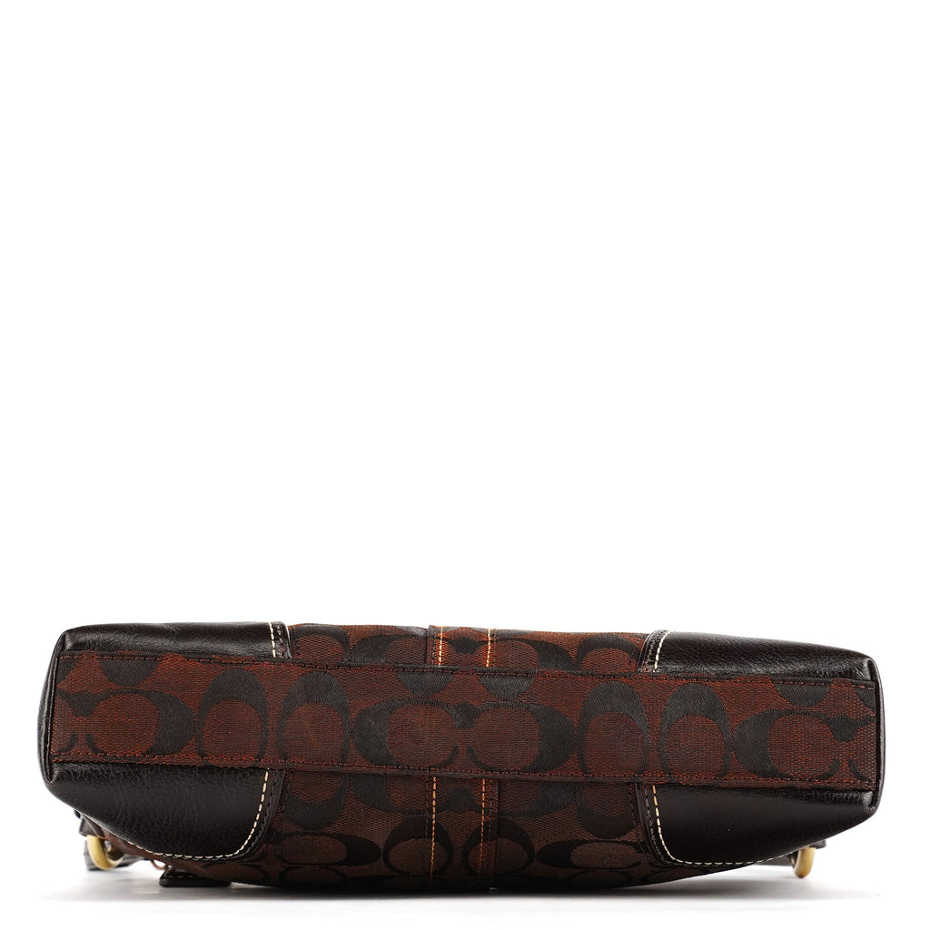 11057 Brown Signature Turnlock Shoulder Bag