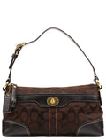 11057 Brown Signature Turnlock Shoulder Bag
