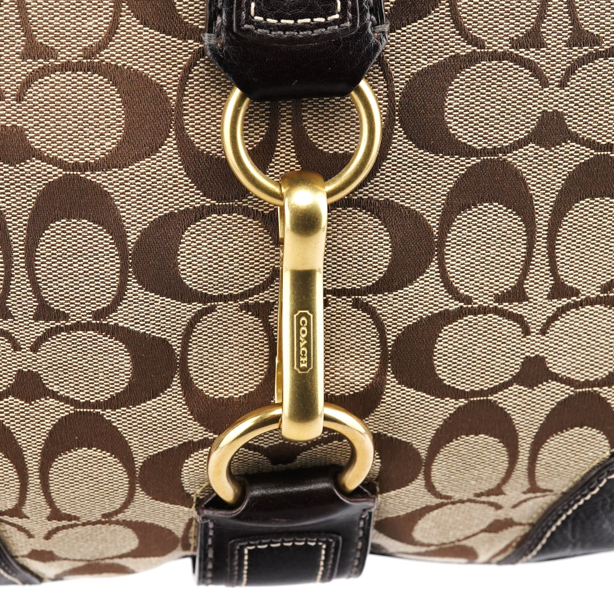 11058 Beige Brown Signature Hamptons Shoulder Bag