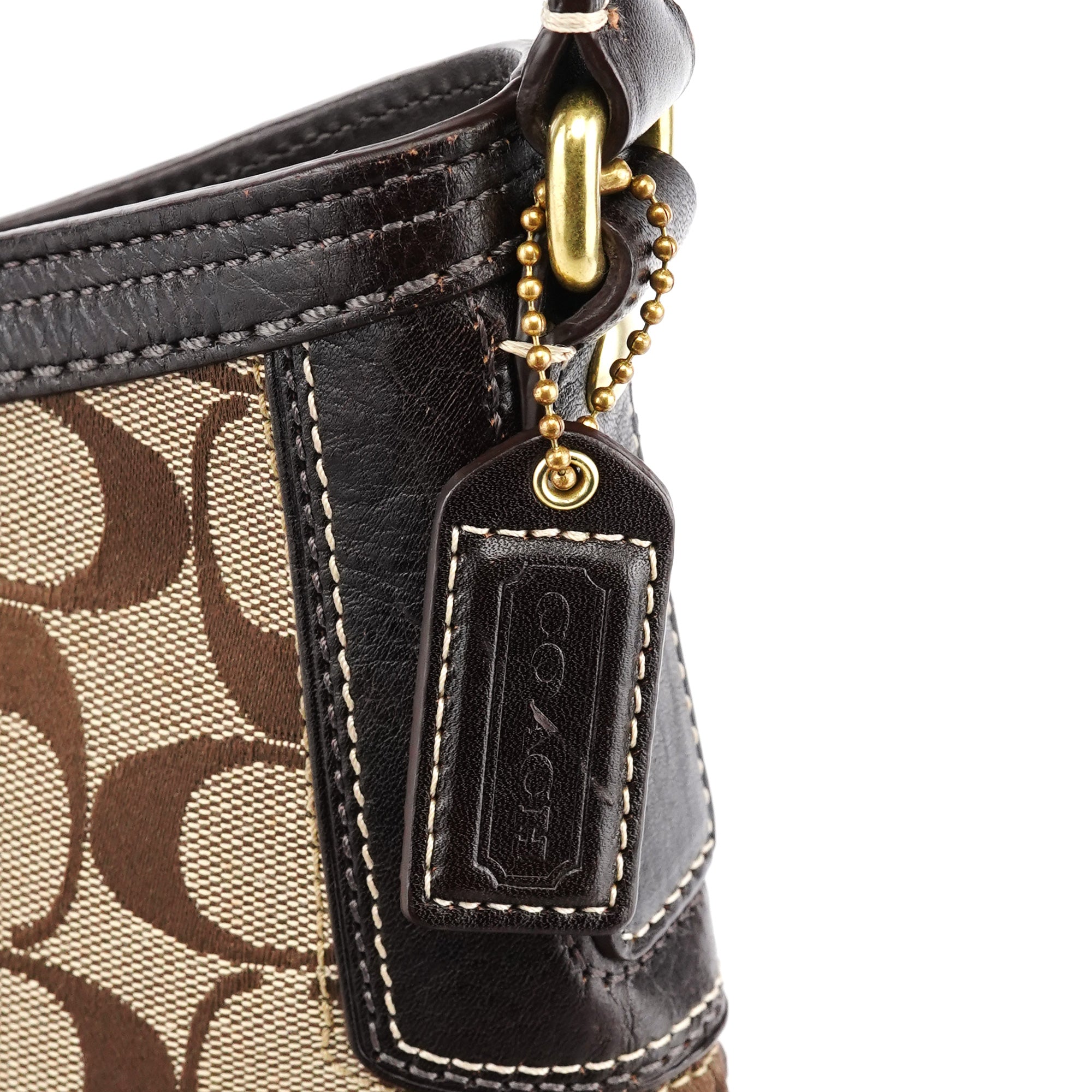 11058 Beige Brown Signature Hamptons Shoulder Bag