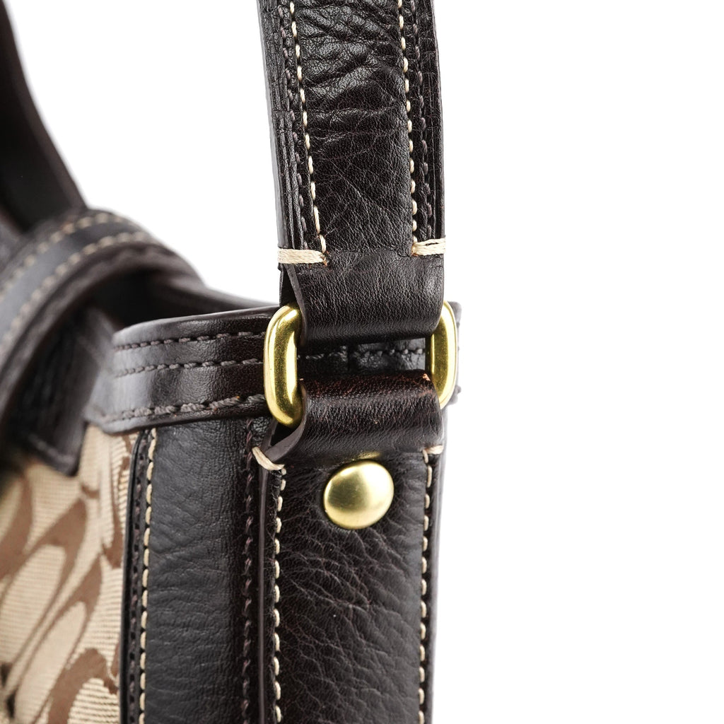 11058 Beige Brown Signature Hamptons Shoulder Bag