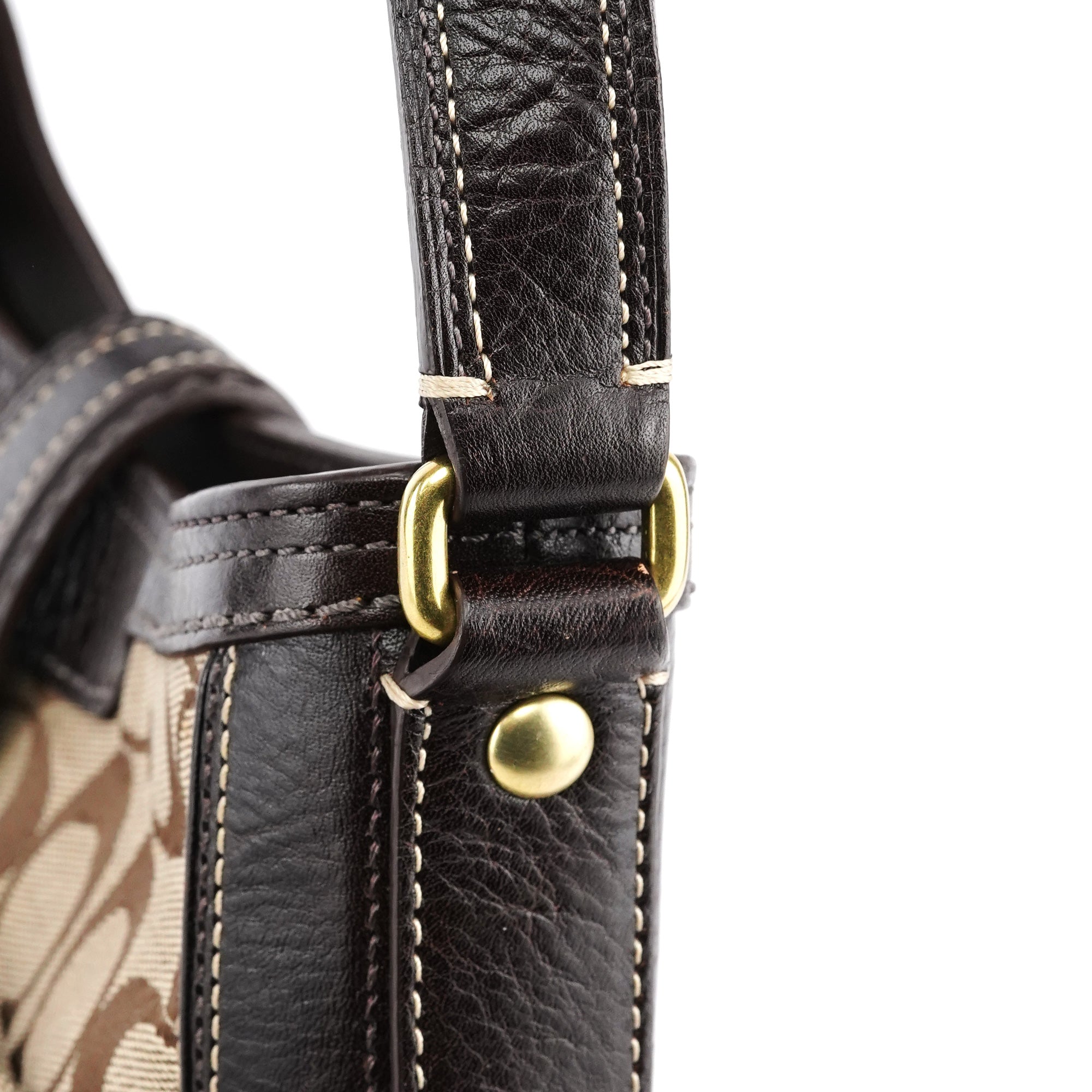 11058 Beige Brown Signature Hamptons Shoulder Bag