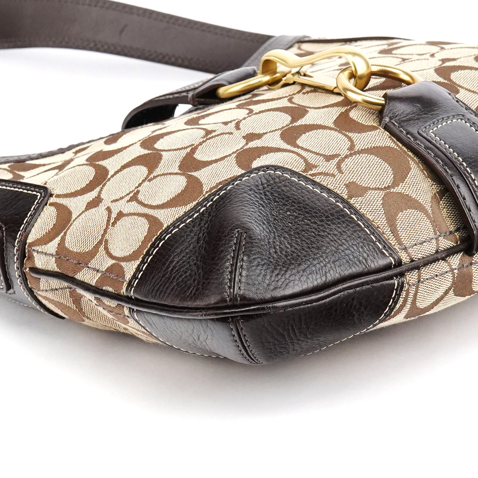 11058 Beige Brown Signature Hamptons Shoulder Bag