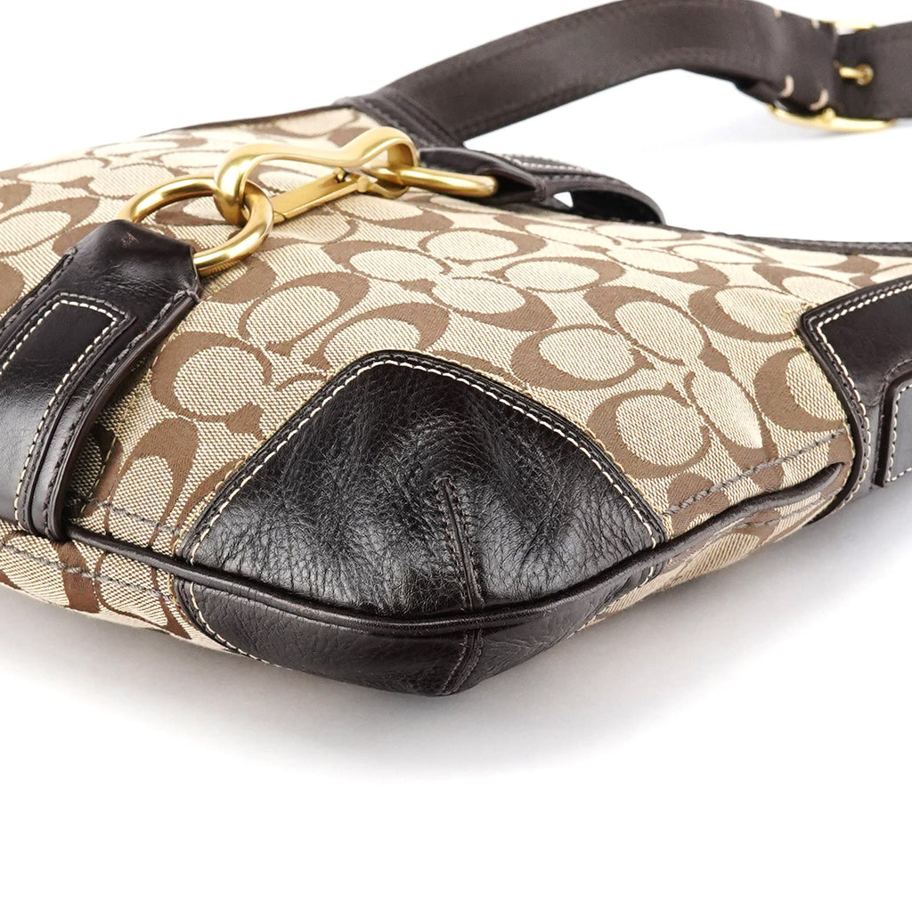 11058 Beige Brown Signature Hamptons Shoulder Bag