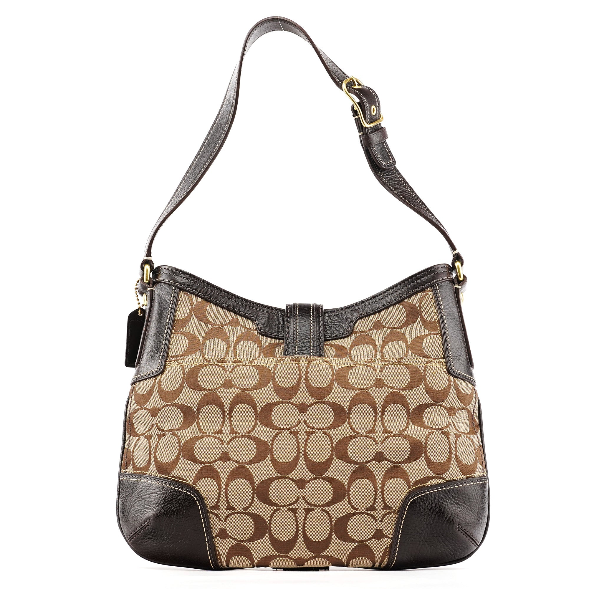 11058 Beige Brown Signature Hamptons Shoulder Bag