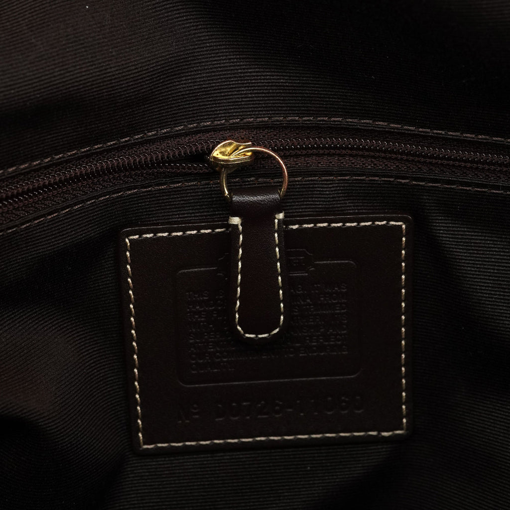 11060 Beige Brown Signature Turnlock Tote Bag