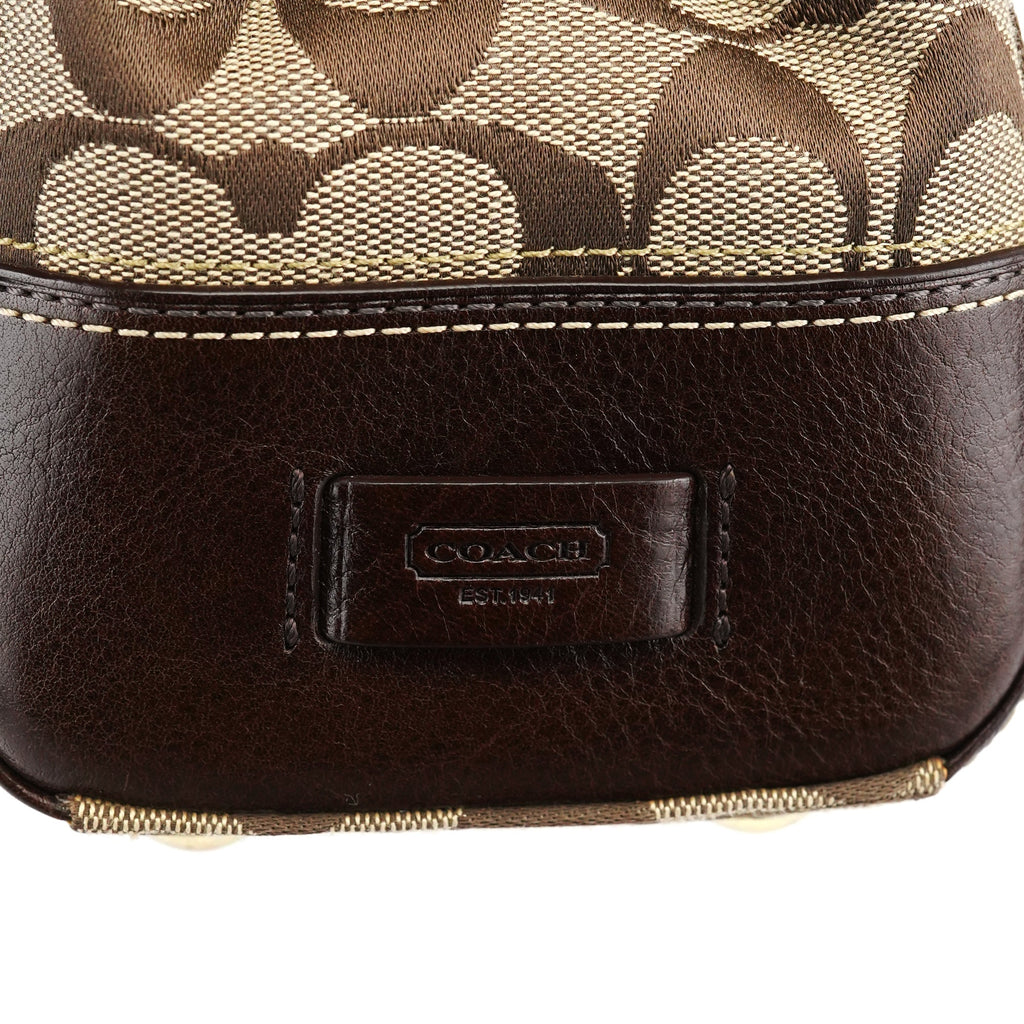 11060 Beige Brown Signature Turnlock Tote Bag