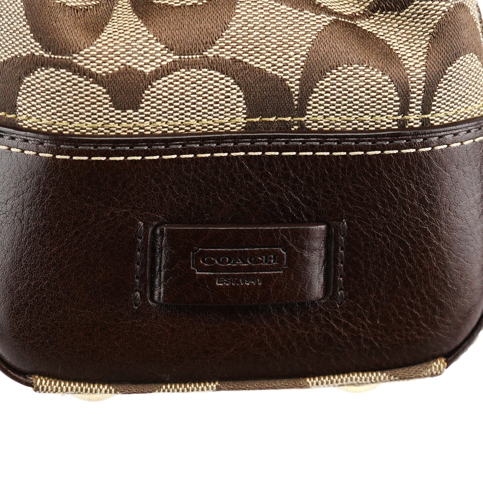11060 Beige Brown Signature Turnlock Tote Bag